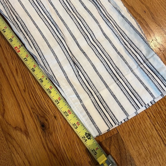 MADEWELL Linen Paperbag Pants White Cotton Dark Baltic Stripe AN839 Size 6 - Picture 9 of 16
